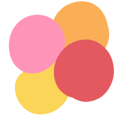 a pink, yellow, orange and red circle overlapping each other